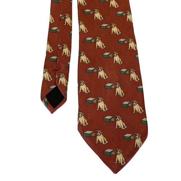 Antiche Seterie Fiorentine Men's Tie Silk Necktie Dog Lovers Maroon Red Vintage - Picture 3 of 6